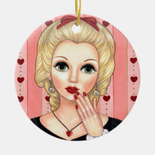 Heart Necklace Girl Blonde Head Vase Luscious Lips Ceramic Tree Decoration