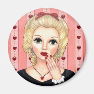 Heart Necklace Girl Blonde Head Vase Luscious Lips Magnet