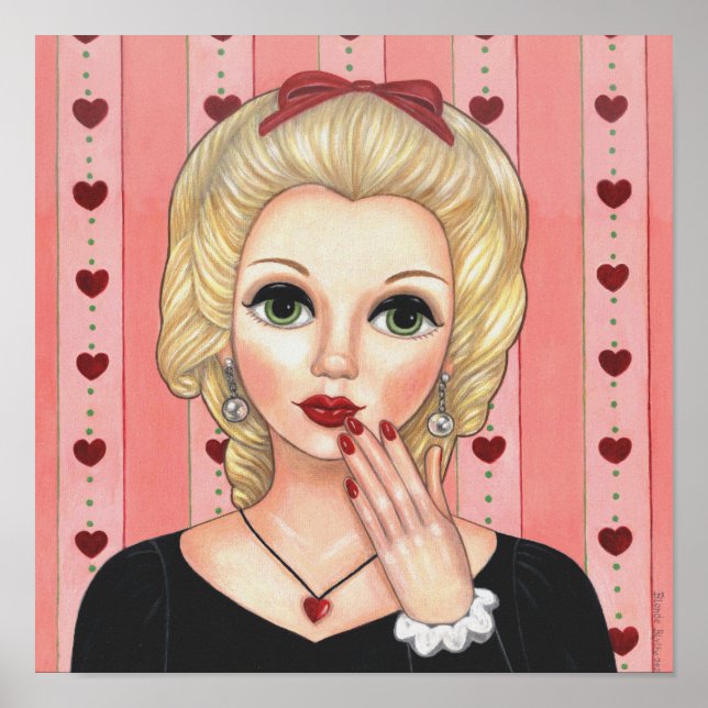 Heart Necklace Girl Blonde Head Vase Luscious Lips Poster (Front)