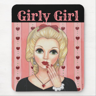 Heart Necklace Head Vase Girly Girl Blonde Pink Mouse Pad