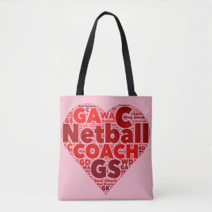 Heart Netball Themed Coach Tote Bag