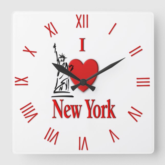 Heart New York Square Wall Clock (Front)