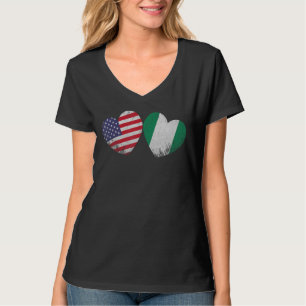 Heart Nigerian American Flag Patriotic Family Heri T-Shirt