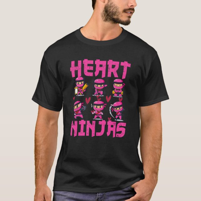 Heart Ninjas Love Japanese Culture Aesthetic Valen T-Shirt (Front)