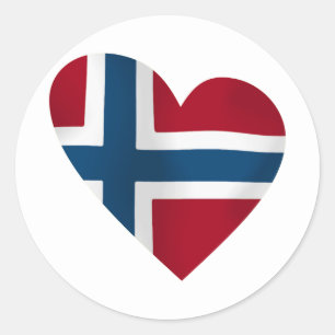 Heart Norwegian Flag Classic Round Sticker