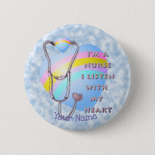 Heart nurse 6 cm round badge
