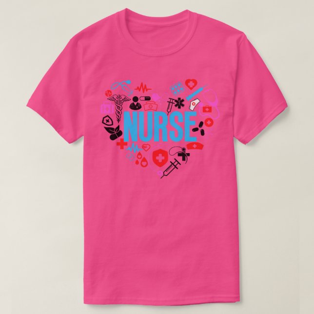 Heart Nurse Word Cloud 2 T-Shirt (Design Front)