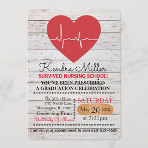 Heart Nursing School Graduation Invitations
