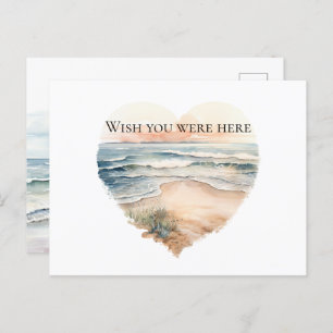 Heart Ocean Beach  Postcard