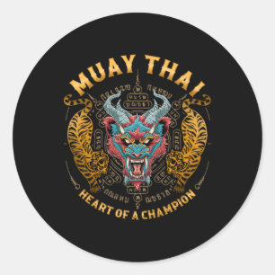 Heart Of A Champion - Kickboxing And Muay Thai Dem Classic Round Sticker