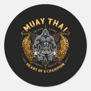 Heart Of A Champion - Kickboxing And Muay Thai Gor Classic Round Sticker