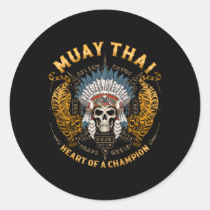 Heart Of A Champion - Kickboxing And Muay Thai Ske Classic Round Sticker