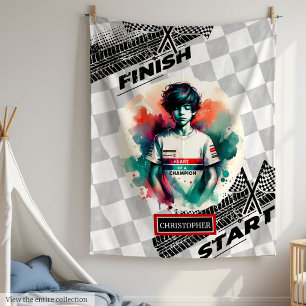 Heart of a Champion Racing Sport Car Birthday Gift Fleece Blanket