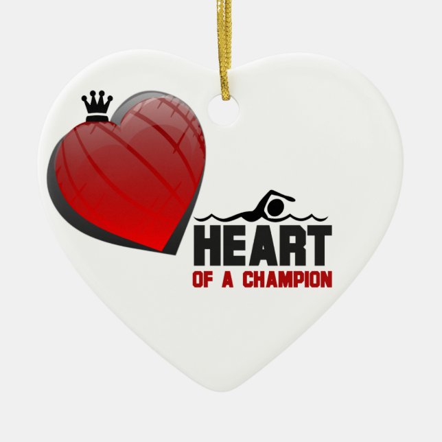 Heart of a Champion Swimming Ornament (Front)