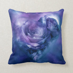 Heart Of A Rose Lavender Blue Art Designer Pillow