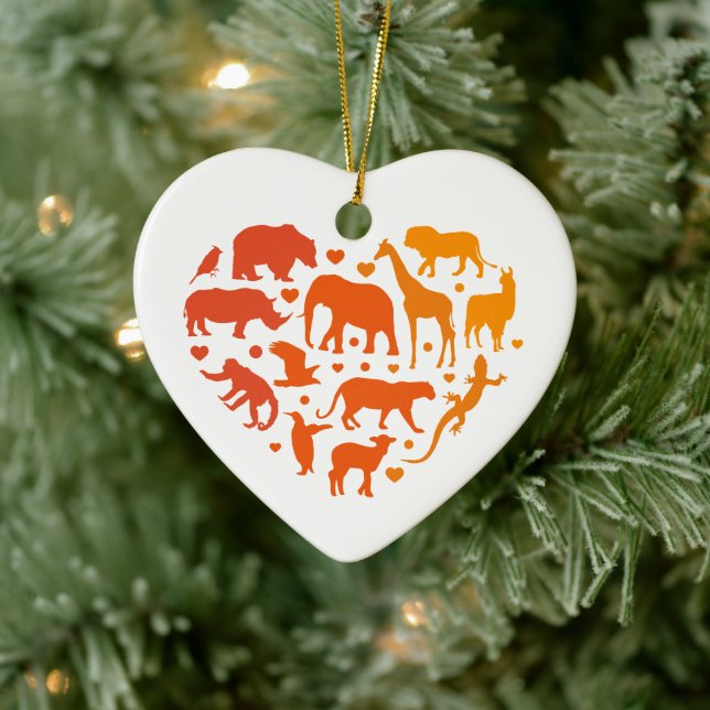 Heart of animals, Gift For Animals lovers Ceramic Tree Decoration (Tree)