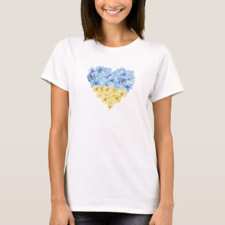 Heart of blue and yellow flowers. Ukrainan flag T-Shirt