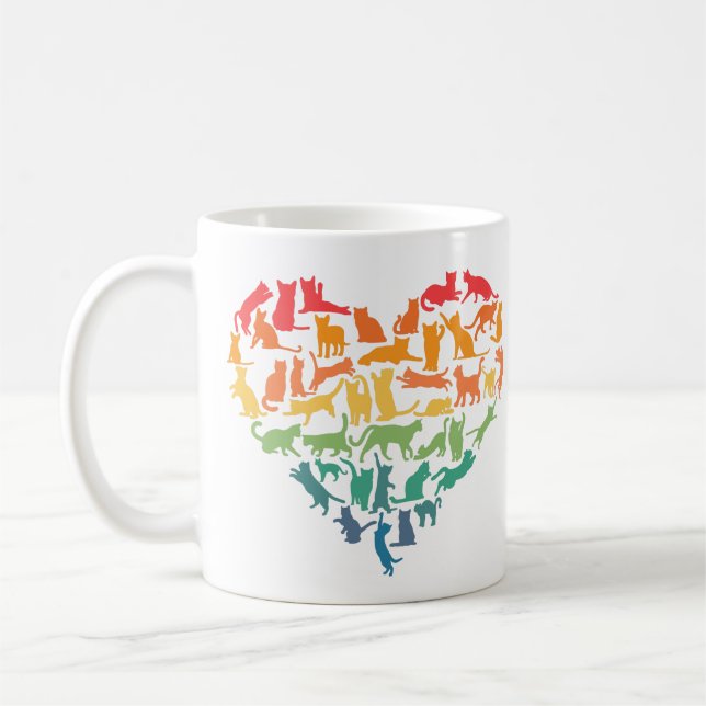 Heart of Cats Cat Lover Colourful Pets Coffee Mug (Left)