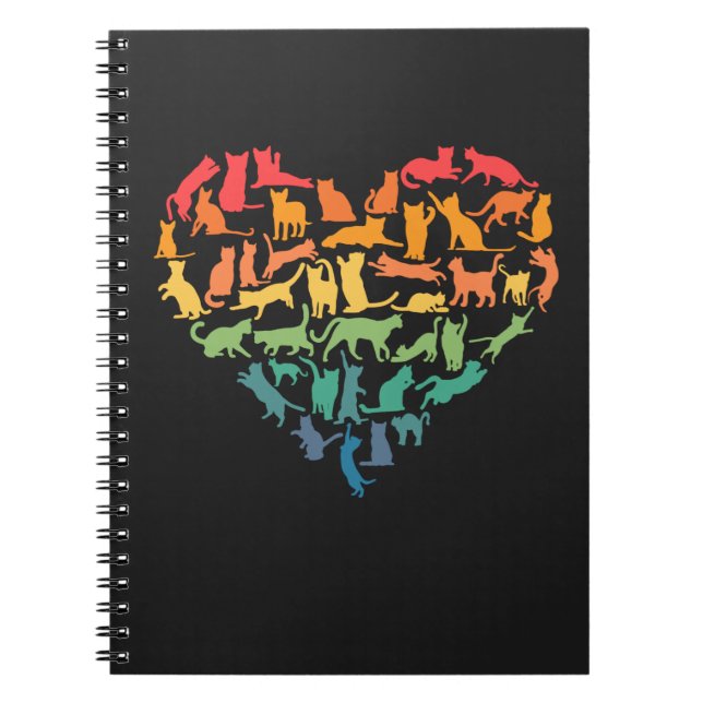 Heart of Cats Cat Lover Colourful Pets Notebook (Front)