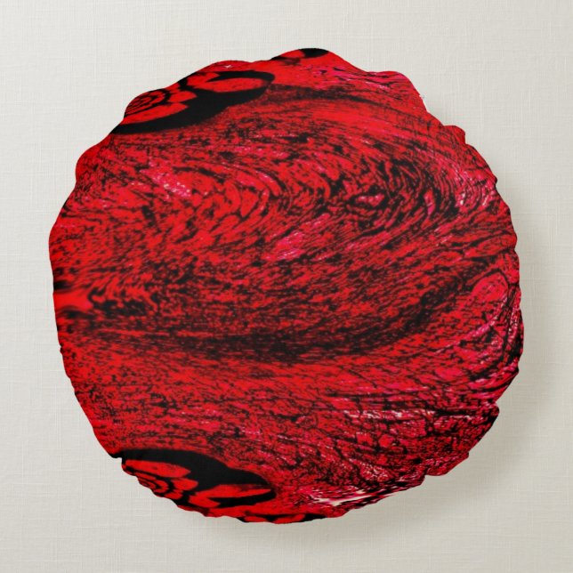 Heart of Chaos – Infinite Red Spiral Round Cushion (Back)