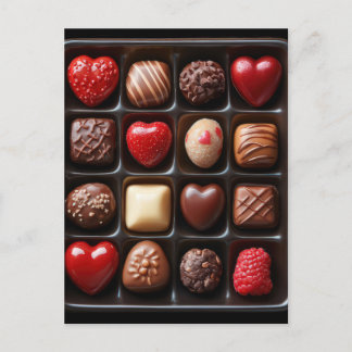 Heart of chocolate and chocolate postcard
