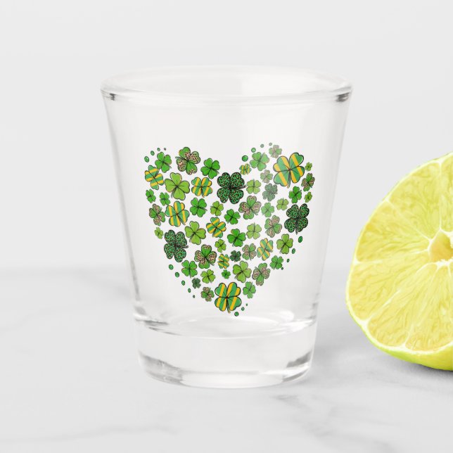 Heart of Clovers Shot Glass (Front)