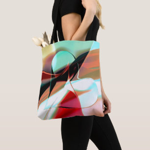 heart of crystalline lines mixed in abstract curve tote bag