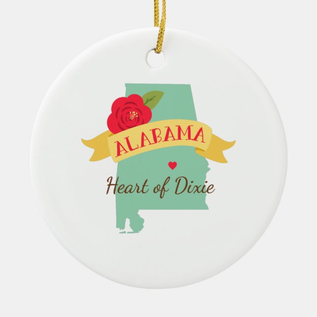 Heart Of Dixie Ceramic Tree Decoration (Front)