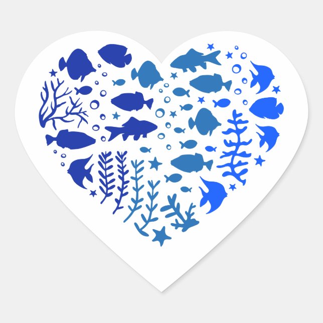 Heart of fish, Lovely Gift For Fish Lovers Sticker (Front)
