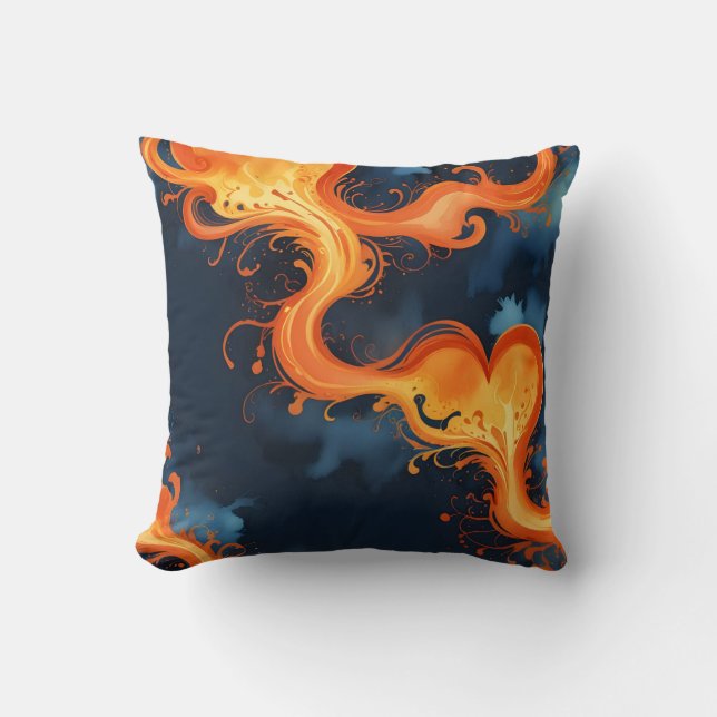 Heart of Flames Fire & Skies  Cushion (Front)