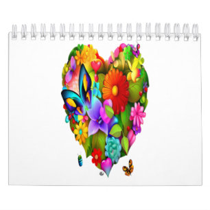 Heart of Flowers and Butterflies Calendar