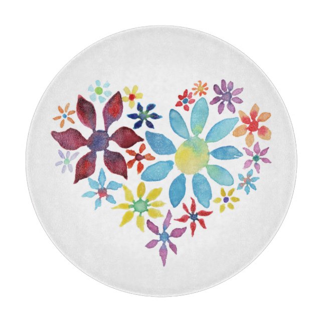 Heart of Flowers Cutting Board (Front)