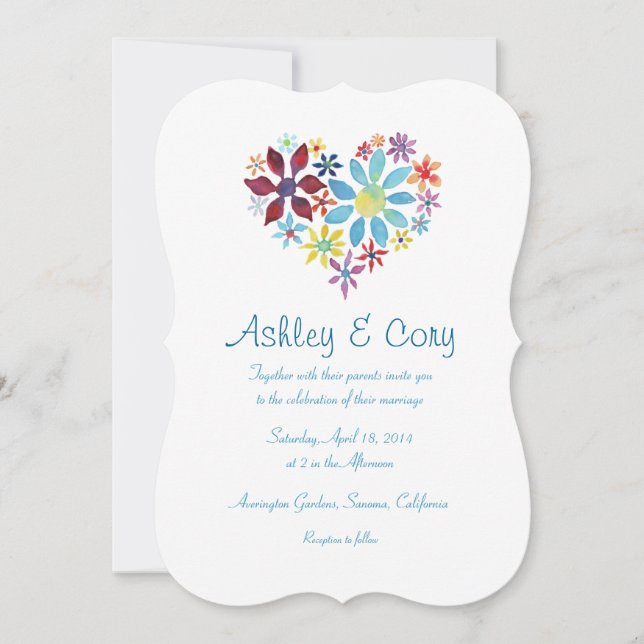 Heart of Flowers Invitation (Front)