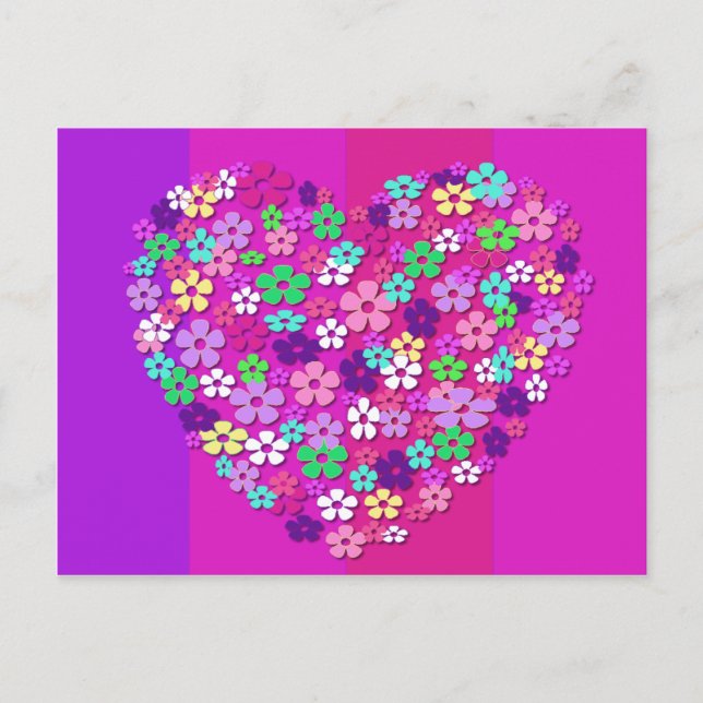 Heart of Flowers Save the Date Announcement Postcard (Front)