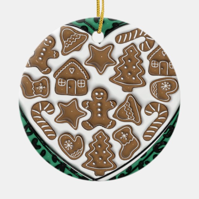  "Heart of Gingerbread Ornament" Ceramic Tree Decoration (Front)