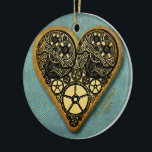 Heart Of Gold Gear Steampunk Vintage Ceramic Tree Decoration<br><div class="desc">I've created a heart shape using graphics of gears and clock works. The heart is accented in gold tone colors. Romantic Steampunk wedding or Valentine token of love and romance.</div>