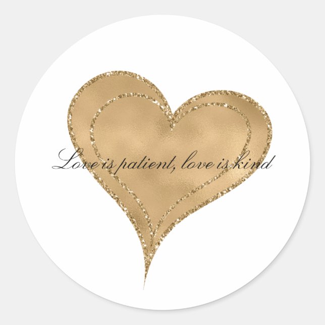  Heart of Gold Glam Glitter Classic Round Sticker (Front)