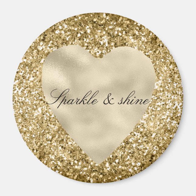 Heart of Gold Glitter Personalised          Magnet (Front)