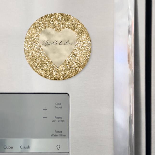 Heart of Gold Glitter Personalised             Magnet (In Situ (Fridge))