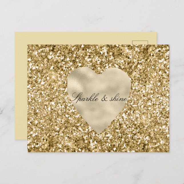 Heart of Gold Glitter Personalised  Postcard (Front/Back)