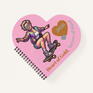 Heart of Gold Nerves of Steel   Retro Heart Journa Notebook