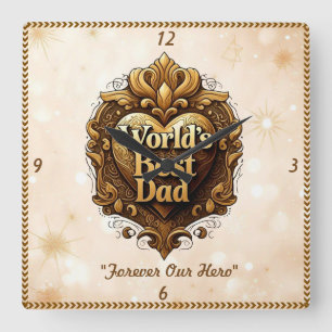 "Heart of Gold" Square Wall Clock