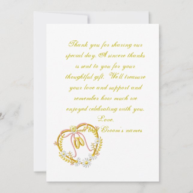 Heart of Gold Wedding Thank You Cards (Front)