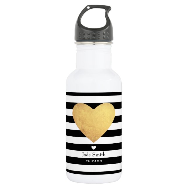 Heart Of Gold With Stripes 532 Ml Water Bottle (Front)