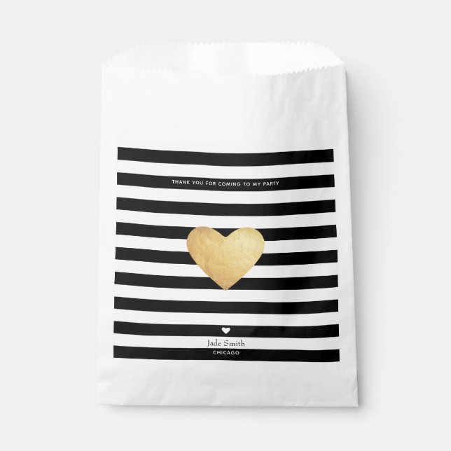 Heart Of Gold With Stripes Favour Bags (Front)
