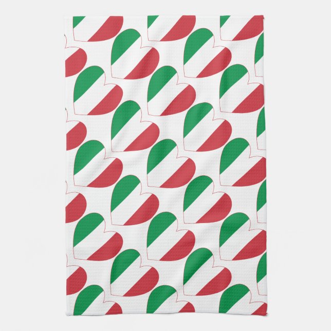 Heart of Italy Flag Tiled Tea Towel (Vertical)
