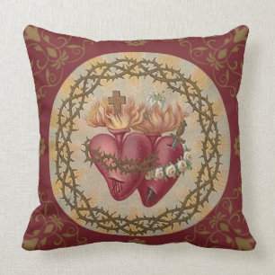 Heart of Jesus Religious Vintage Catholic Cushion