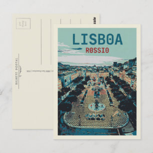 Heart of Lisbon's Charm Rossio Square illustration Postcard
