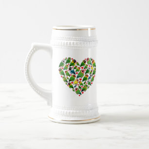 Heart of Lovebirds Beer Stein