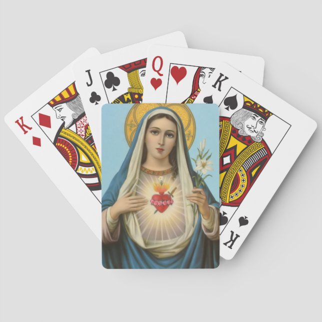 Heart of Mary Our Lady Holy Maria Mother of God Playing Cards (Back)